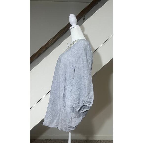 NOVICA 100% Cotton Embroidered Gray Blue Tunic Blouse Size XL - Picture 3 of 9